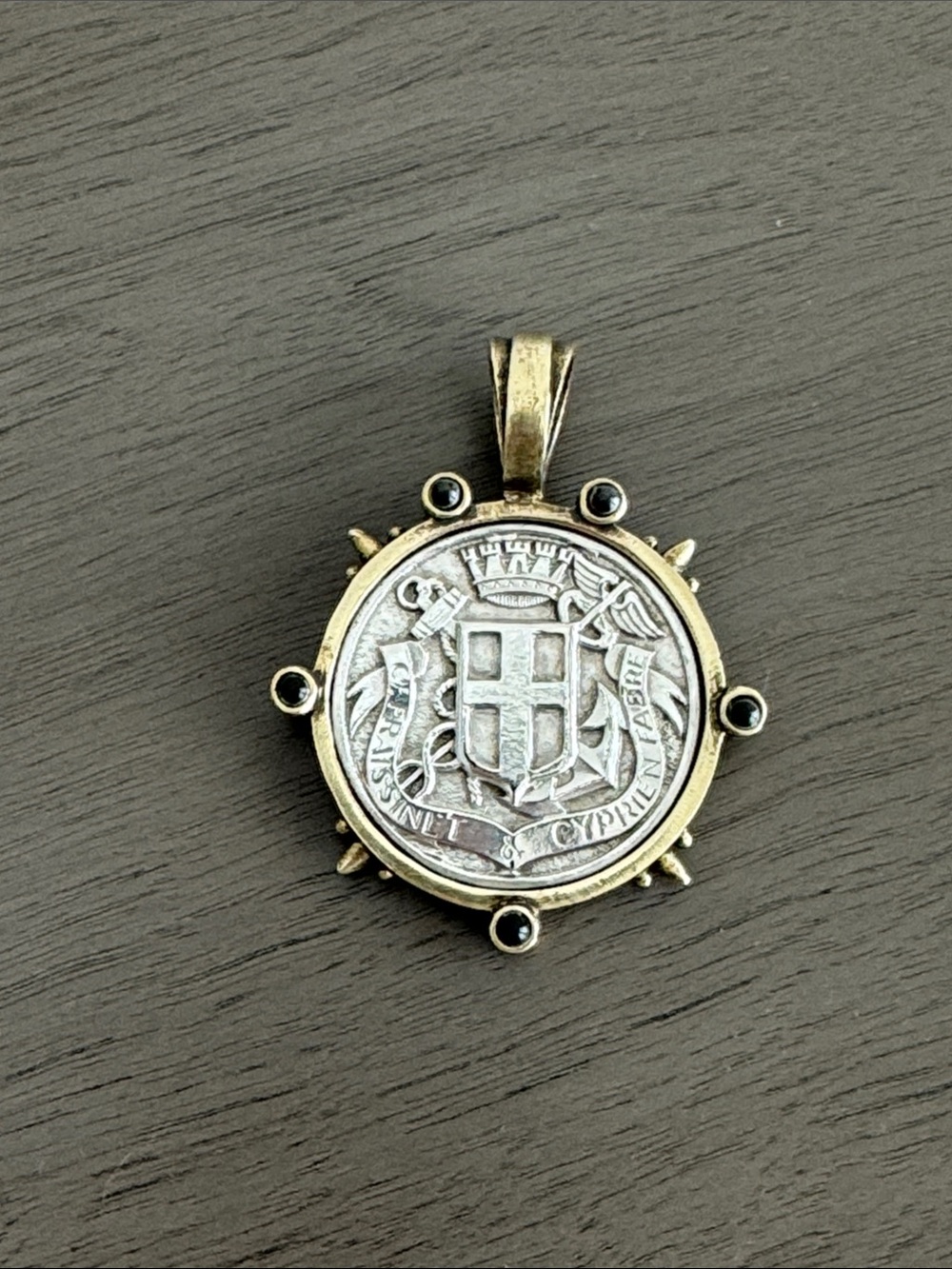 Brass and Silver Fabre Pendant
